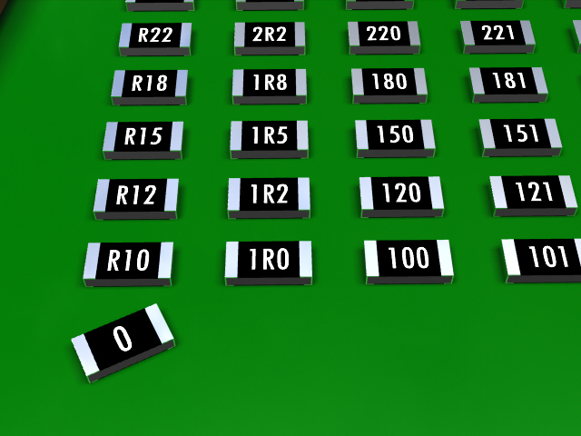 e 12系列贴片电阻SMD，尺寸1206，带数值标记